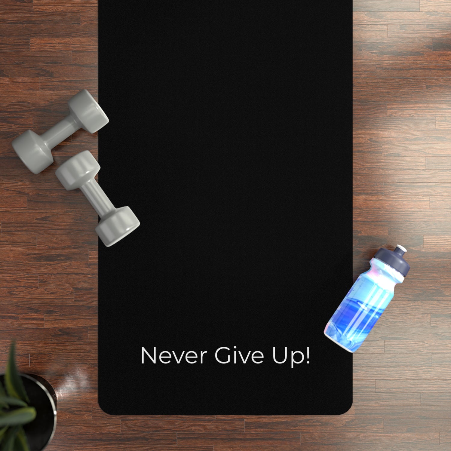 S4W Motivational Rubber Yoga Mat - "Never Give Up!"