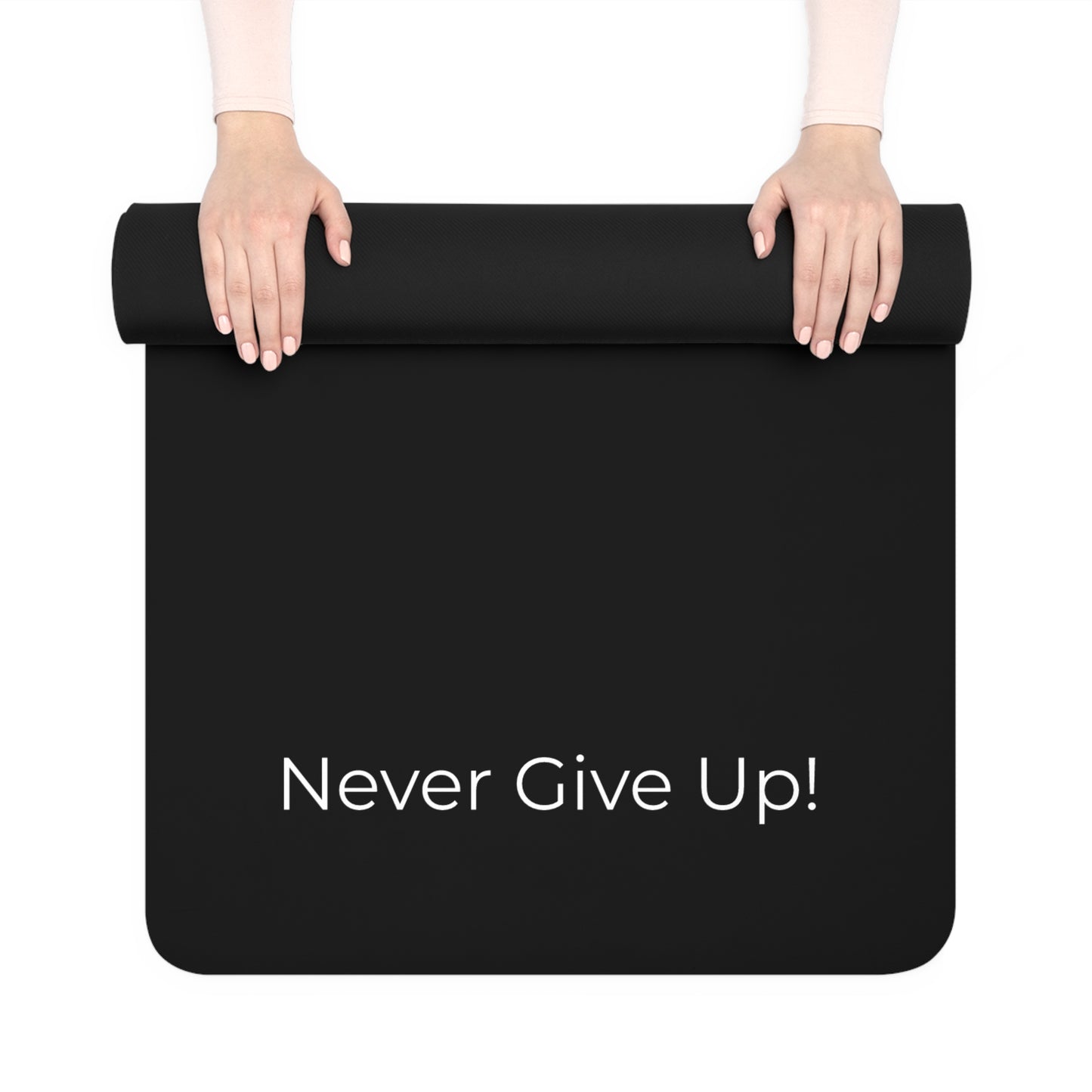 S4W Motivational Rubber Yoga Mat - "Never Give Up!"