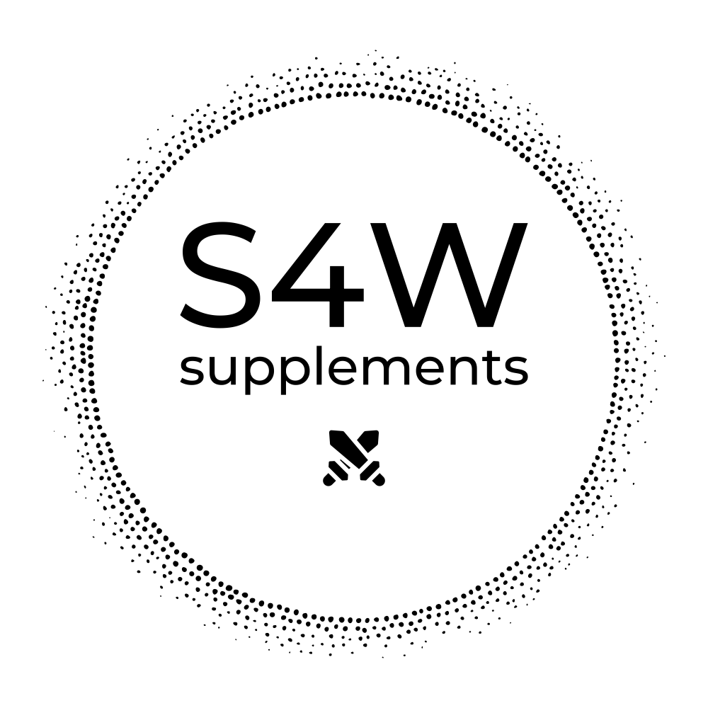 S4W supplements logo with a circular dotted design on a white background
